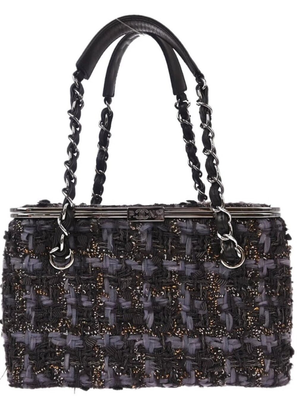 Chanel Gray Tweed Vanity Handbag Box 124221